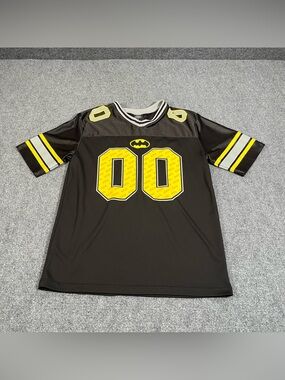Batman DC Comics Football Jersey Black And Yellow Size Medium Y2K Athletic